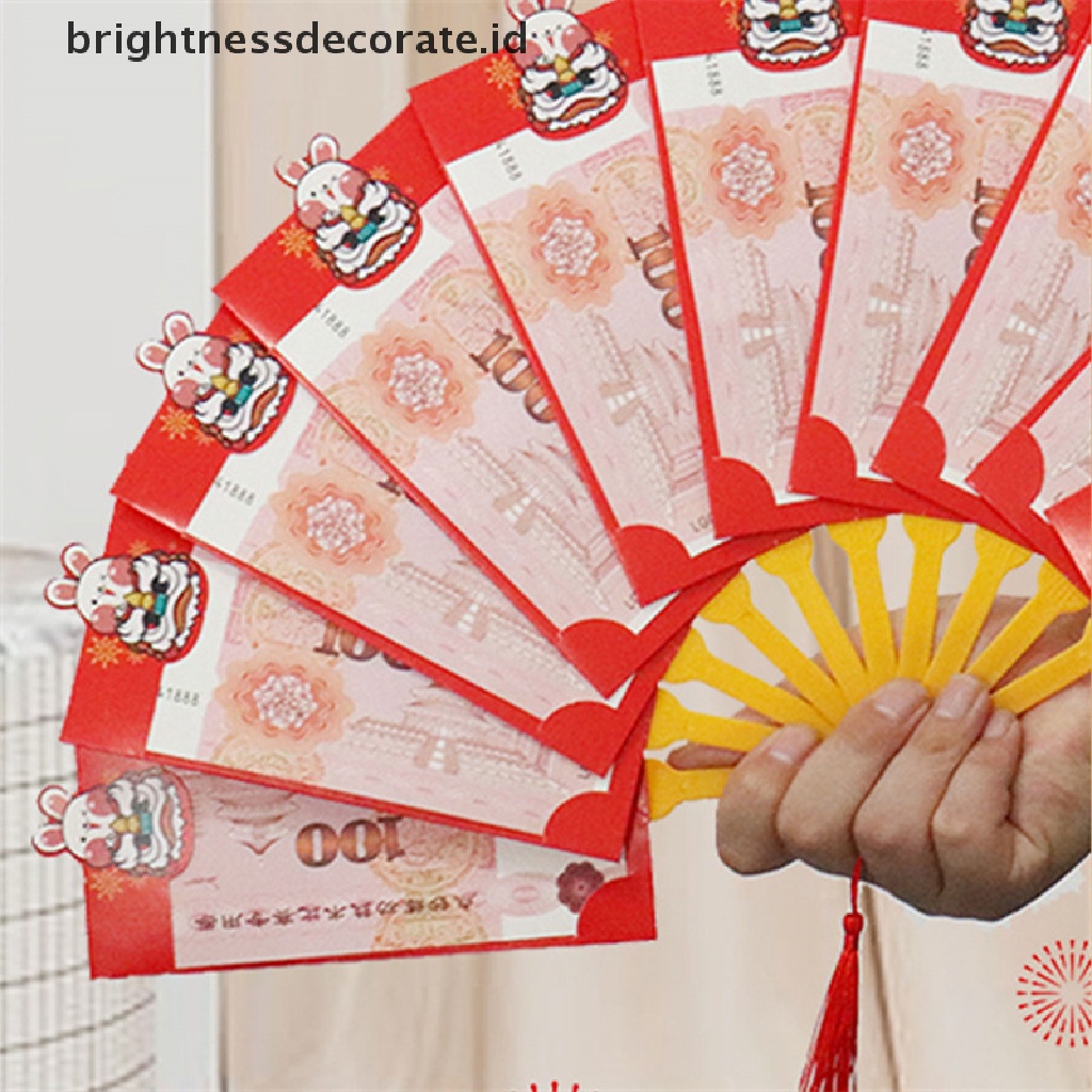 [Birth] 2023tahun Baru Kreatif Amplop Merah Bentuk Kipas Hongbao Chinese Spring Festival Red Pocket Best Wish Lucky Money Pockets Gift Bag [ID]