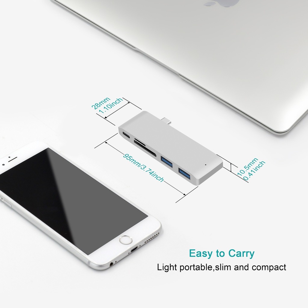 Penyisipan Langsung Type-C Extended Dock 5-IN -1 Extension HUB Konverter Komputer Laptop Type-C To HDMI Semiper