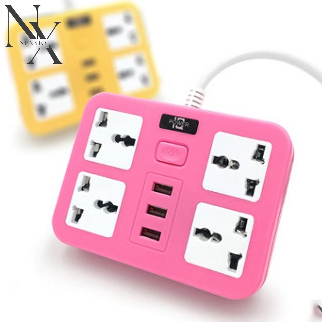 NexXio Stop Kontak Colokan listrik 3ways smart power strip socket &amp; port USB TRAVEL BESTSELLER