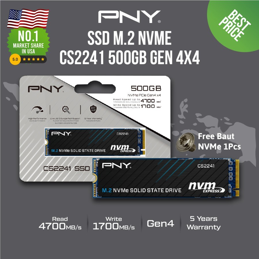 SSD PNY NVME CS2241 500GB Gen 4x4