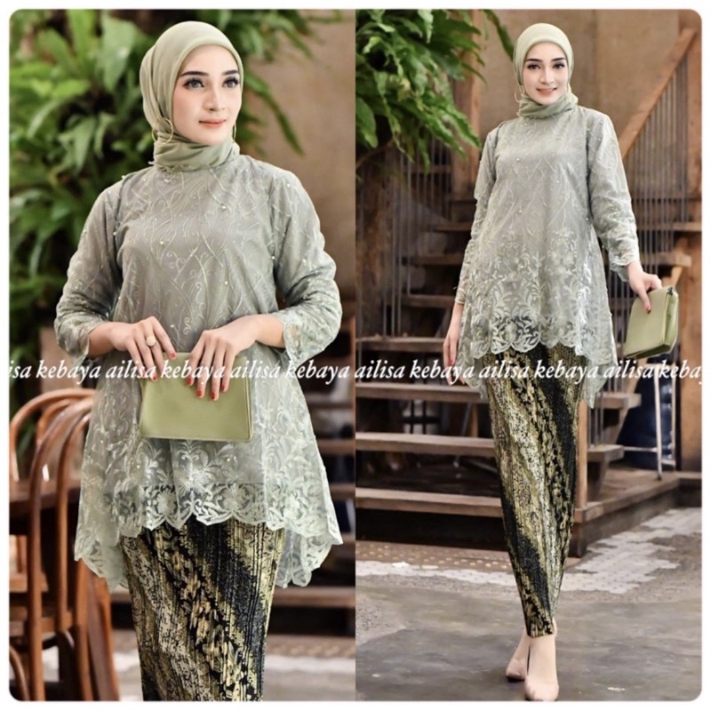 TUNIK BROKAT TILE PREMIOUM TERBARU/Modern seragaman pesta/kebaya best seller by dvn style