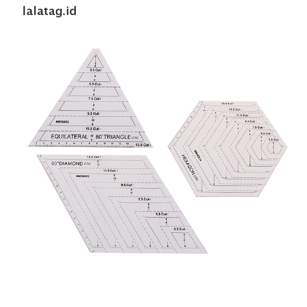 [lalatag] Quilg Patchwork Ruler Segitiga Belah Ketupat Hexagon Acrylic Template Alat Jahit [ID]