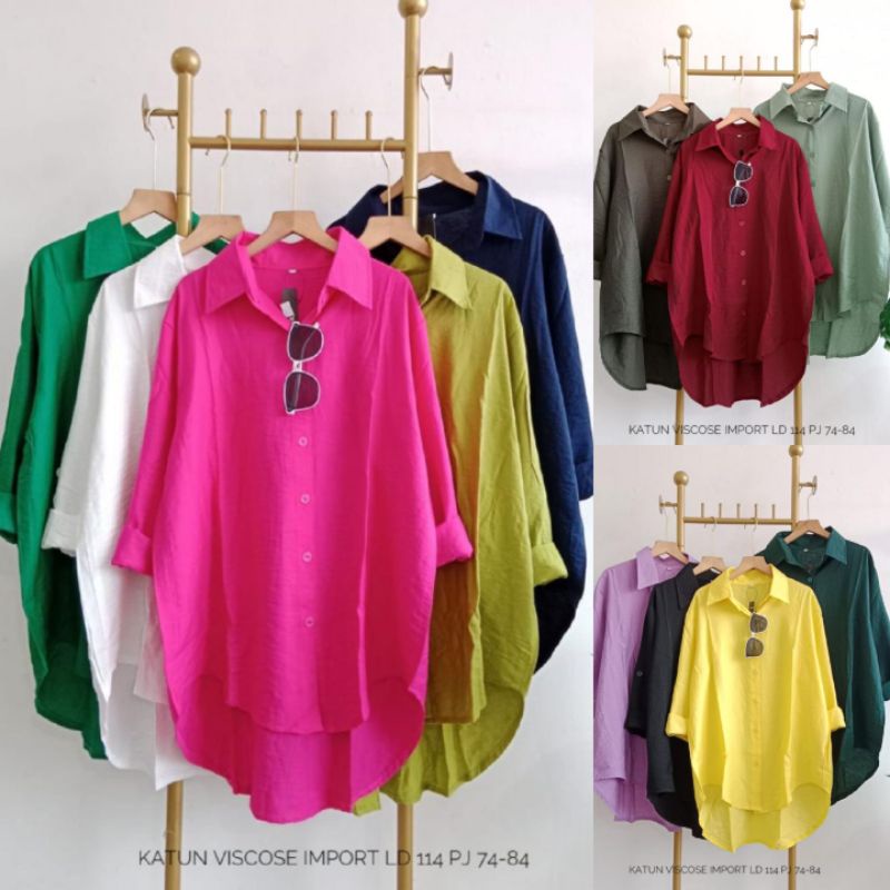 KEMEJA KATUN VISCOSE KECE LD 114 / ATASAN WANITA / KEMEJA CASUAL / BLOUSE CEWEK / OOTD HIJAB / FASHI