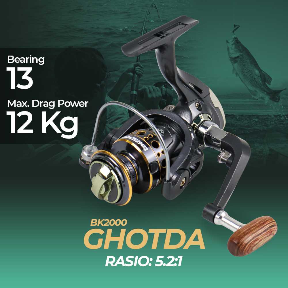 TAFFSPORT GHOTDA Reel Pancing Spinning Fishing 5.2:1 BB 13 / Ball Bearing 13 - BK2000 /  Reel Pancing Murah Kuat Metal Spinning