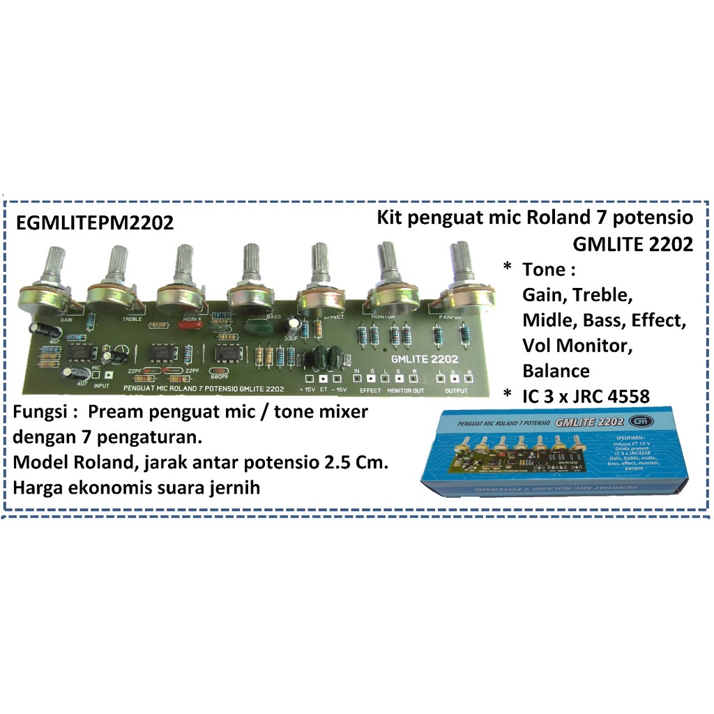 PENGUAT MIC 7 POTENSIO ROLAND GMLITE-2202