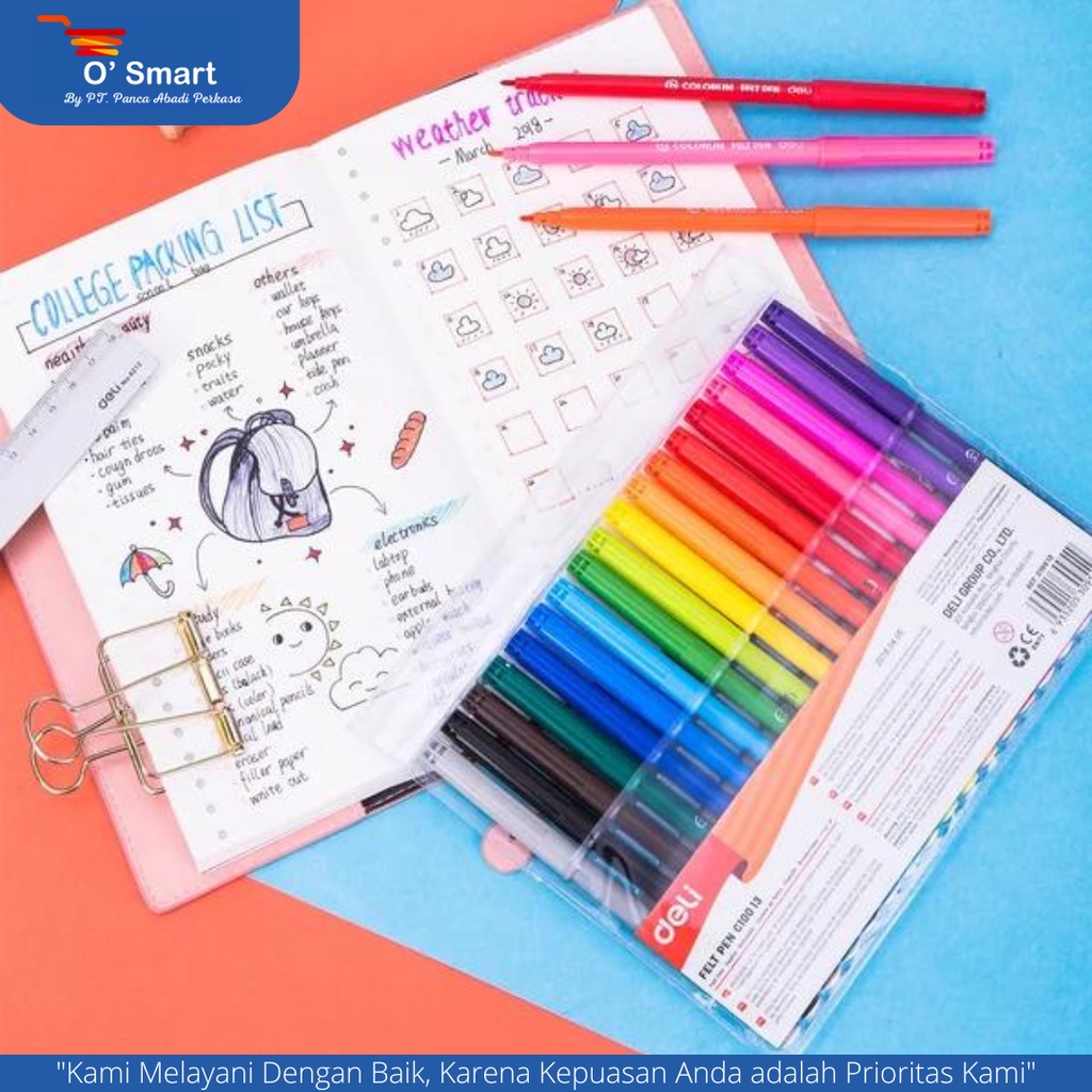 

Deli Spidol Felt Pen 18 Warna EC10013