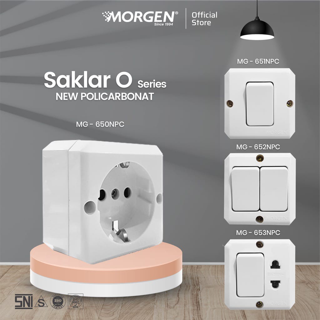 SAKLAR OUTBOW MORGEN O SERIES  STOPKONTAK ARDE SEGI, SAKLAR ENGKEL SEGI , SAKLAR SERI SEGI , SAKLAR ENGKEL + STOPKONTAK / SNI