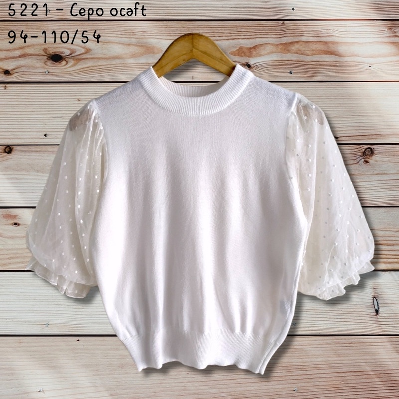 5221 CEPO OCAFT BAJU IMPORT MURAH ATASAN BLOUSE LENGAN PENDEK KNIT KOMBI TILE