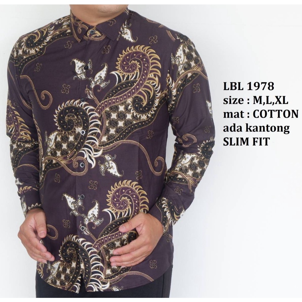 Baju Batik Pria Slimfit Kemeja Lengan Panjang Hem Slim Fit LBL 1978
