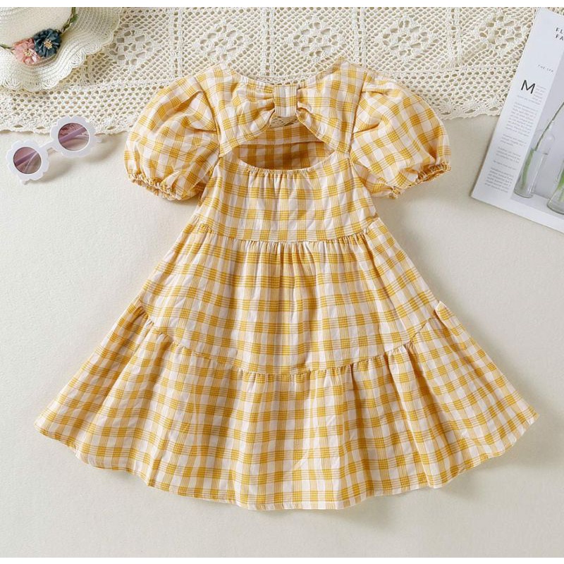 IL - DRESS ANAK PITA RAMPEL KOTAK / DRESS ANAK PEREMPUAN LUCU MOTIF KOTAK TARTAN