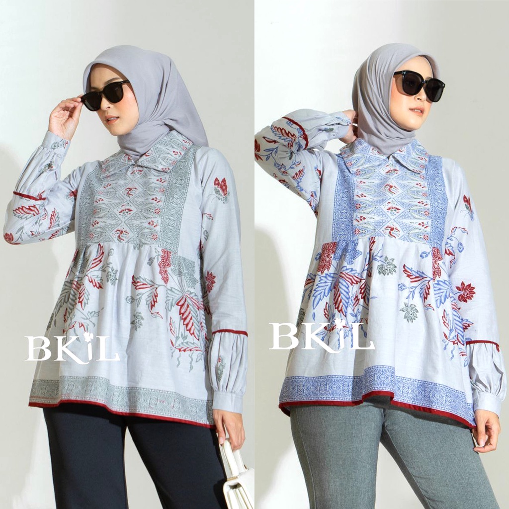 Baju Batik Wanita Modern Atasan Blouse Batik Kerja Kantor Wanita Motif Fiona