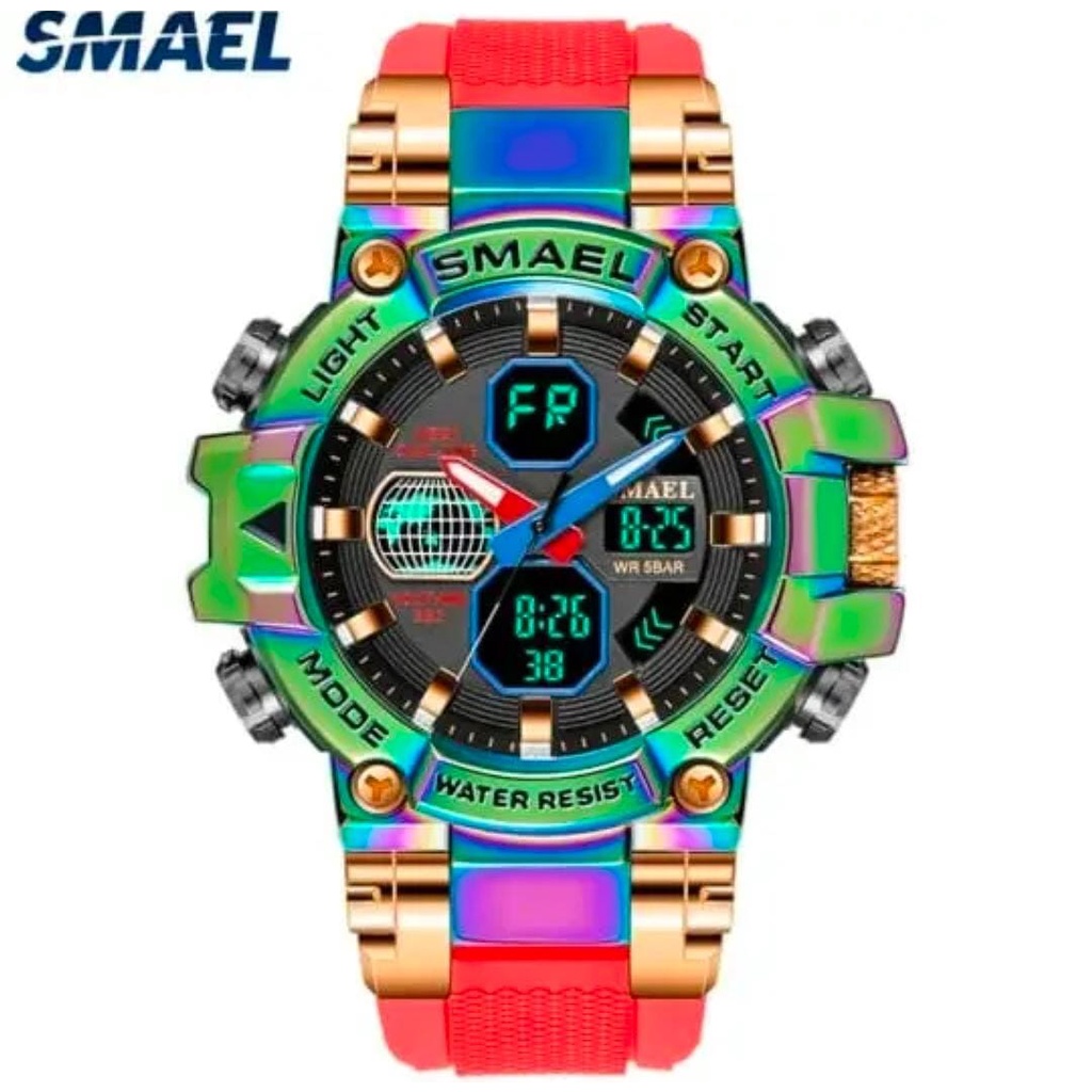 SMAEL SPORT 8027 ORIGINAL JAM TANGAN PRIA DOUBLE TIME, JAM TANGAN PRIA DISPLAY GERAKAN GANDA, MULTIF