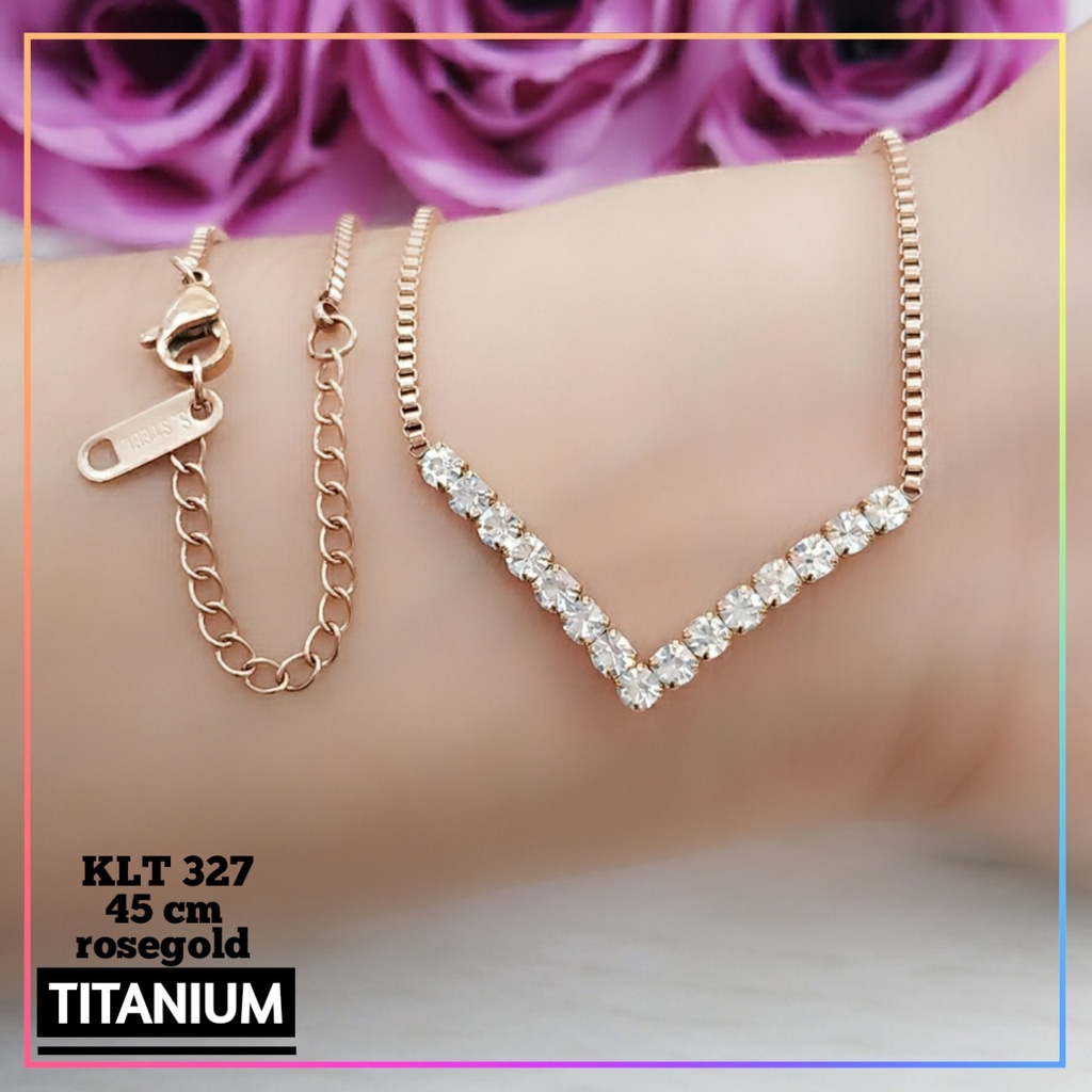 Kalung titanium/stainless steel terbaru model fuji warna rosegold/gold kalung viral fuji perhiasan anti karat KLT 327