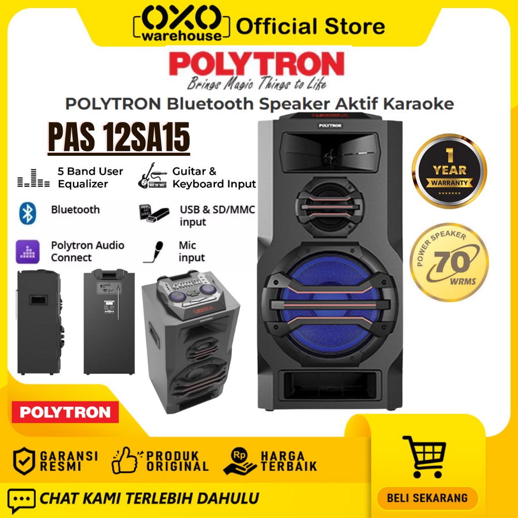 POLYTRON Speaker Aktif PAS-12SA15 Bluetooth Low Watt Garansi Resmi