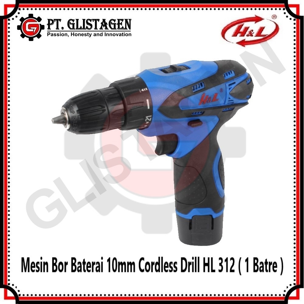 HL 312 Mesin Bor Baterai 10mm Cordless Drill ( 1 BATTERAI 12v )