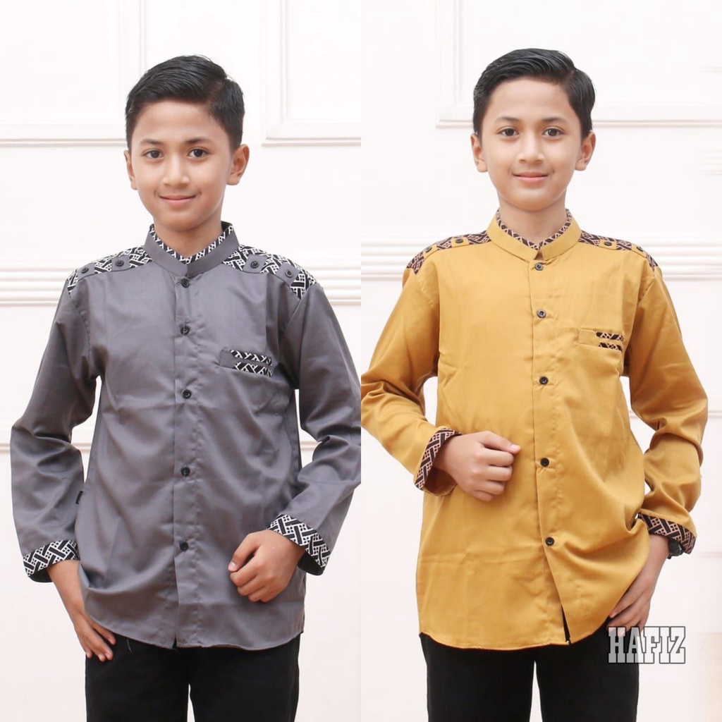 Baju koko anak laki-laki remaja SD SMP usia 6-14 tahun kombinasi batik bahan katun toyobo termurah