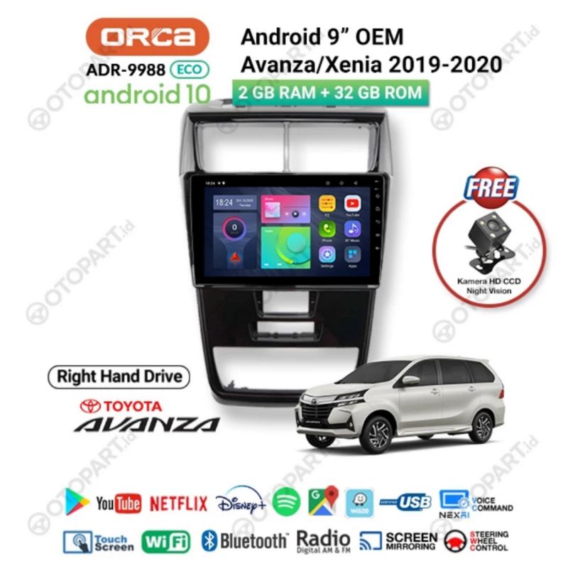 Head Unit Android AVANZA 2019 - 2021 Head Unit Android 9 inch ORCA RAM 2GB / 32GB Apple Carplay ALL NEW AVANZA