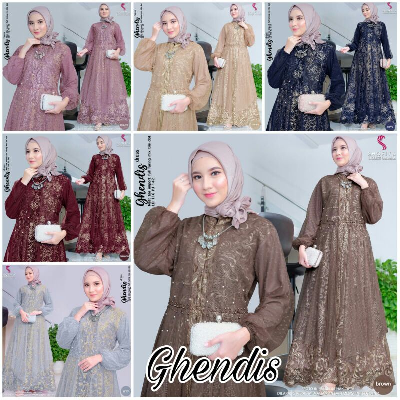 Ghendis dress by shofiy  mat.tile import mix tile dot full furing busui tali samping ld 116cm pj 140