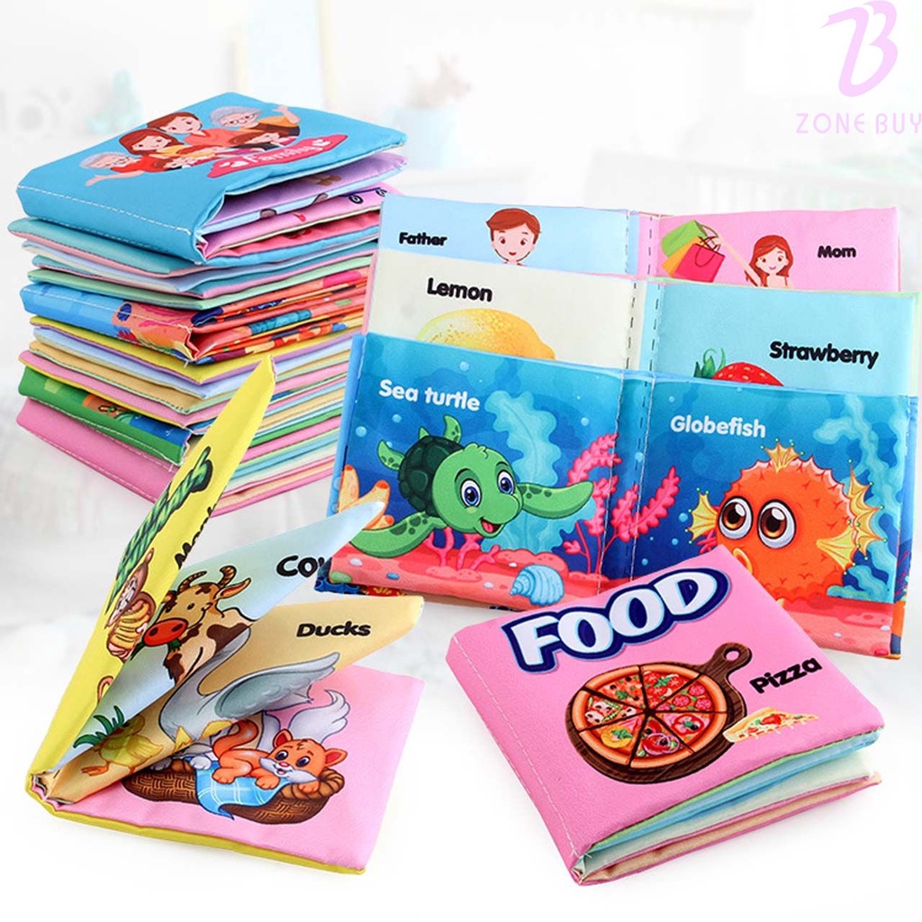 BUKU KAIN EDUKASI ANAK Buku Bantal Bayi Mainan Edukasi Karakter Anak Balita Belajar Cerita Gambar Edukatif Cloth Education Soft Book