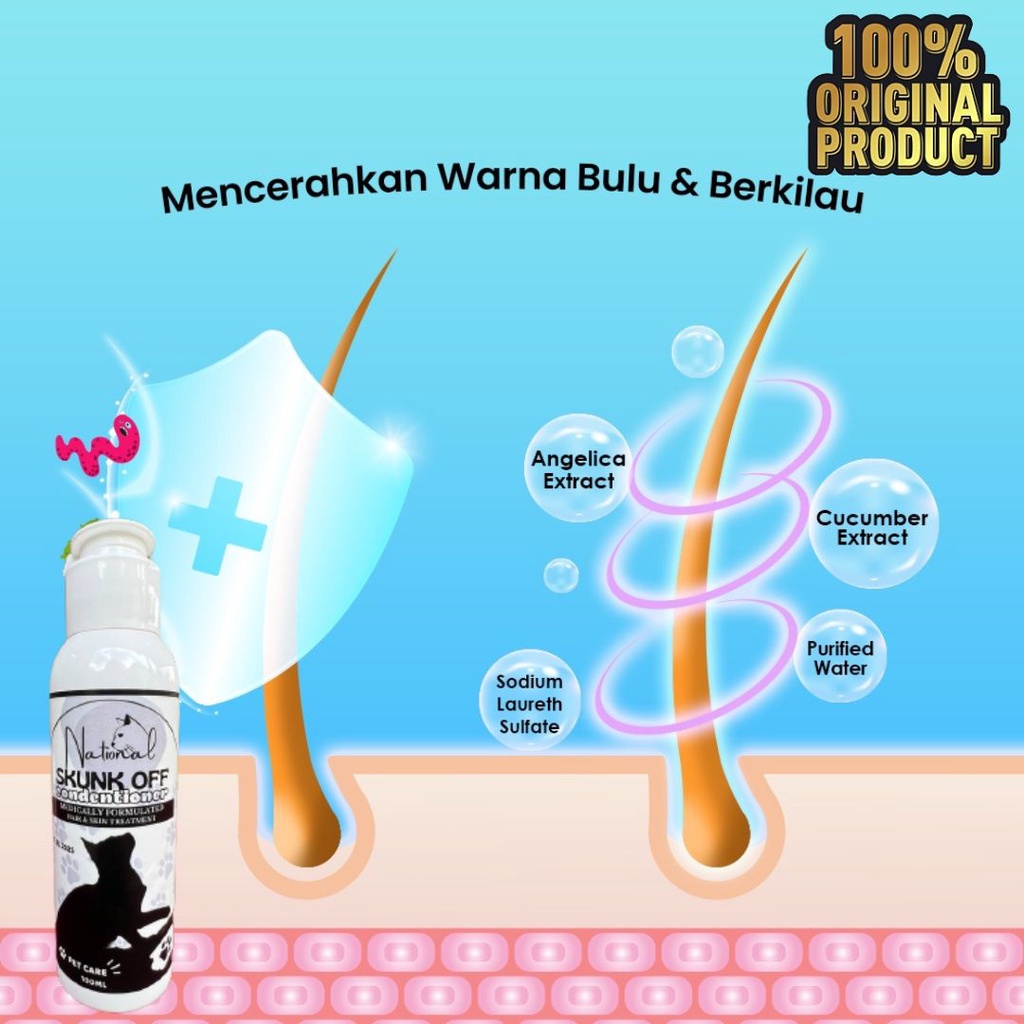 Condentioner Kucing Conditioner Cat Kitten Skunk Off Shampoo Sabun Sampo Bulu Panjang Lebat Halus FEFARM