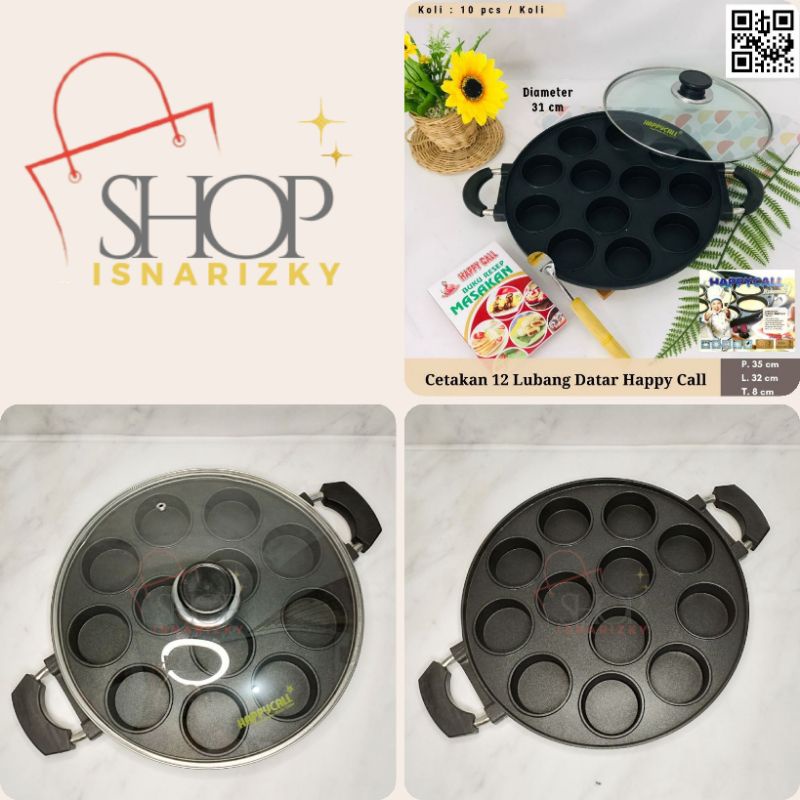 HAPPYCALL Cetakan Kue Roti Pisang Martabak Mini Teflon Anti Lengket 12 Lubang Datar