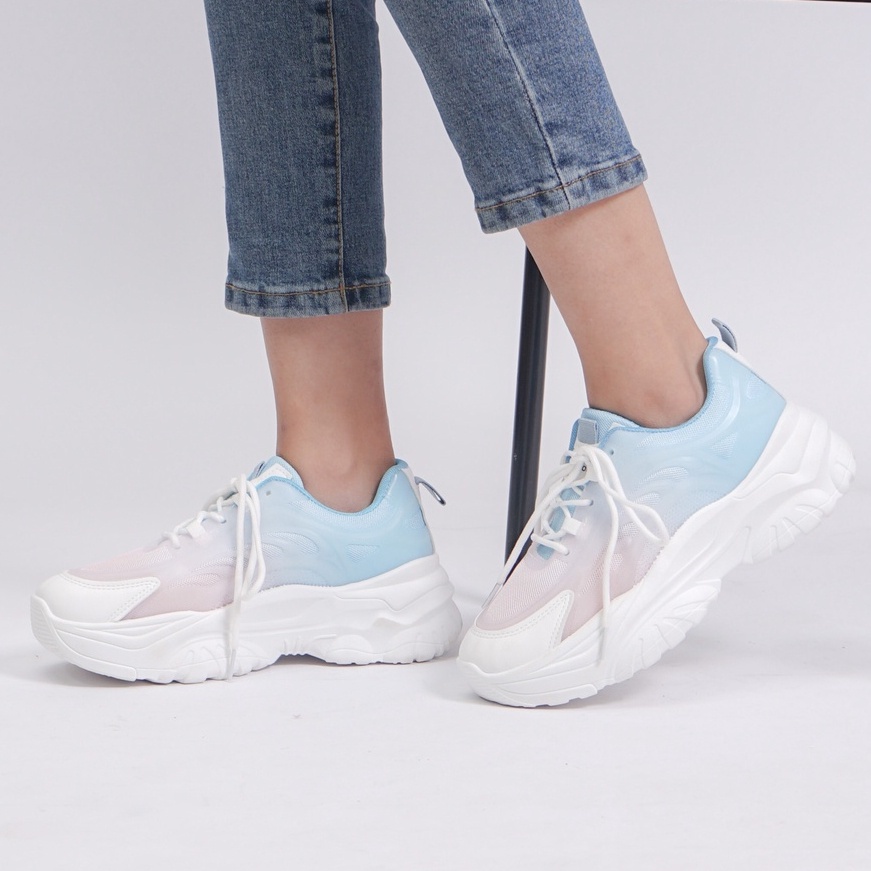 SARASARA YUK - Dunkenstock QUEEN Sepatu Wanita Sneakers Tinggi 6cm Size 36 - 40 Bahan Canvas Rubber Premium Karet Tidak Licin Sneaker Sport Belleza Casual Warna Blue Biru Polos 5cm Kekinian Korean Style Korea Terbaru Shoes  Original Mall Official Store