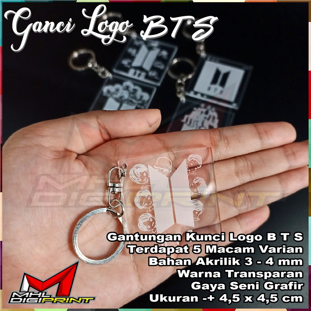 GANTUNGAN KUNCI AKRILIK LOGO BTS - GANCI BTS - SEHARI JADI - TANPA MINIMAL ORDER - GANTUNGAN KUNCI BTS