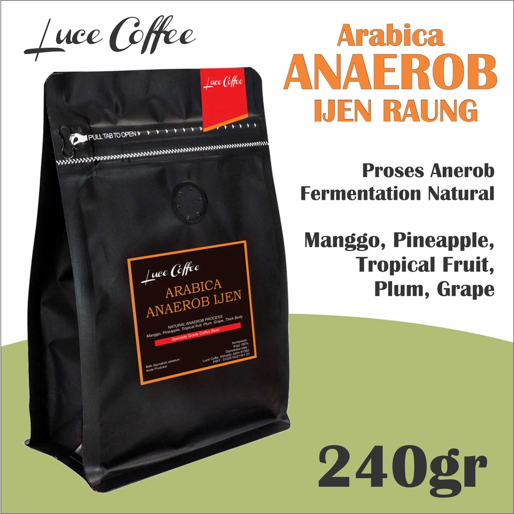 

Luce Coffee, Kopi Arabica anaerob Ijen Raung 240gr - Biji atau Bubuk