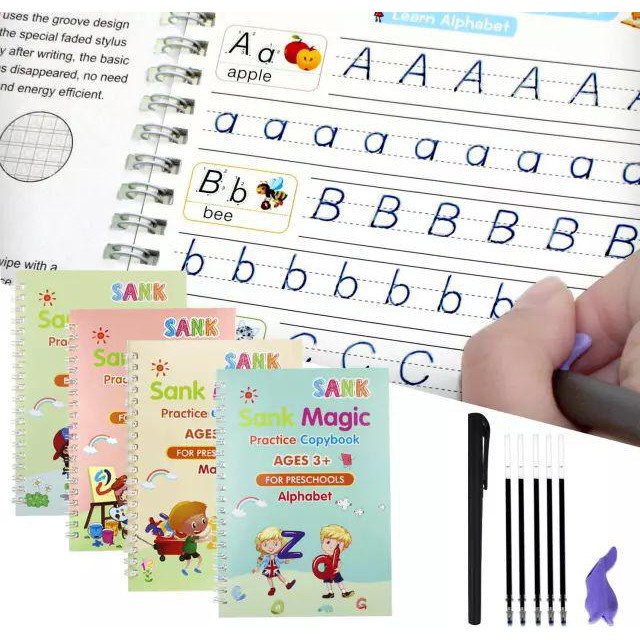 Buku Sank 4IN1 Latihan Menulis Kaligrafi / Sank Magic Practice Book Sank / Sank Magic Copy Book Preschool Arabic Hijaiyah / Magic Copy Book Buku Ajaib Buku Latihan PAUD / Buku Ajaib Edukasi Anak Belajar Menulis / Buku Latihan Menggambar Menghitung Menulis
