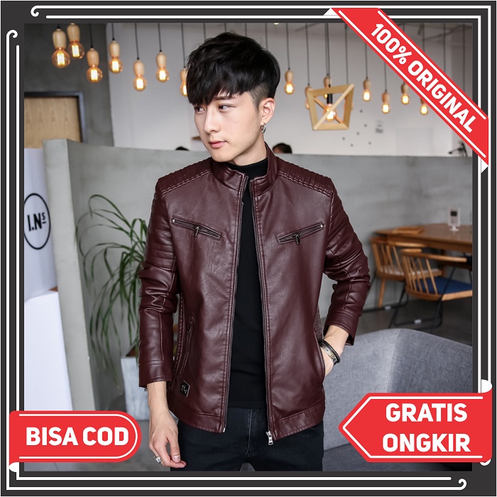 JAKET KULIT PRIA PREMIUM IMPORT, JAKET MOTOR RIDING & TOURING ANTI AIR & ANTI ANGIN ELEGANT