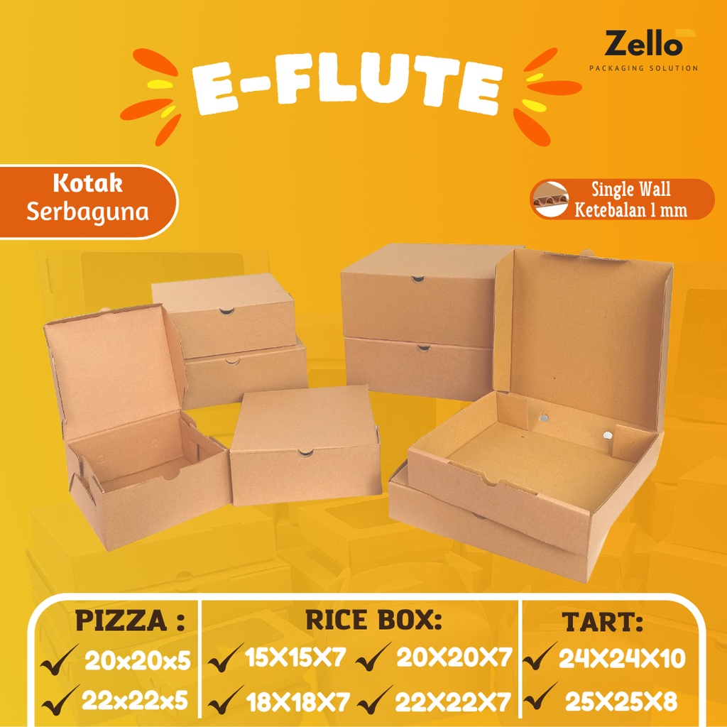 

E-FLUTE Kardus Corrugated Box Hampers Souvenir Rice Box Pizza Cake Tart 20x20x5 22x22x5 15x15x7 18x18x7 20x20x7 22x22x7 25x25x8 24x24x10