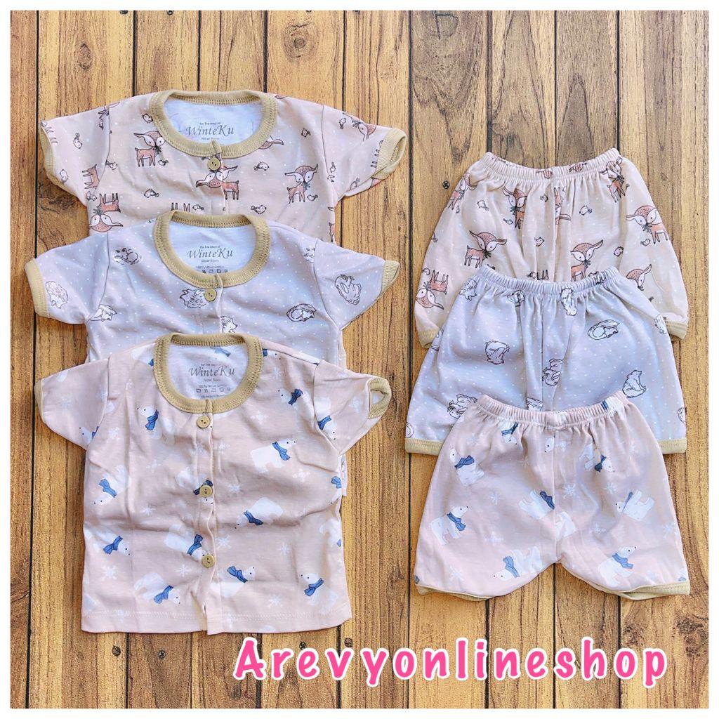 1 Setelan Bayi WinteKu Baju Pendek Celana Pendek Baju Panjang Celana Panjang Baby NB S M (0-12M)