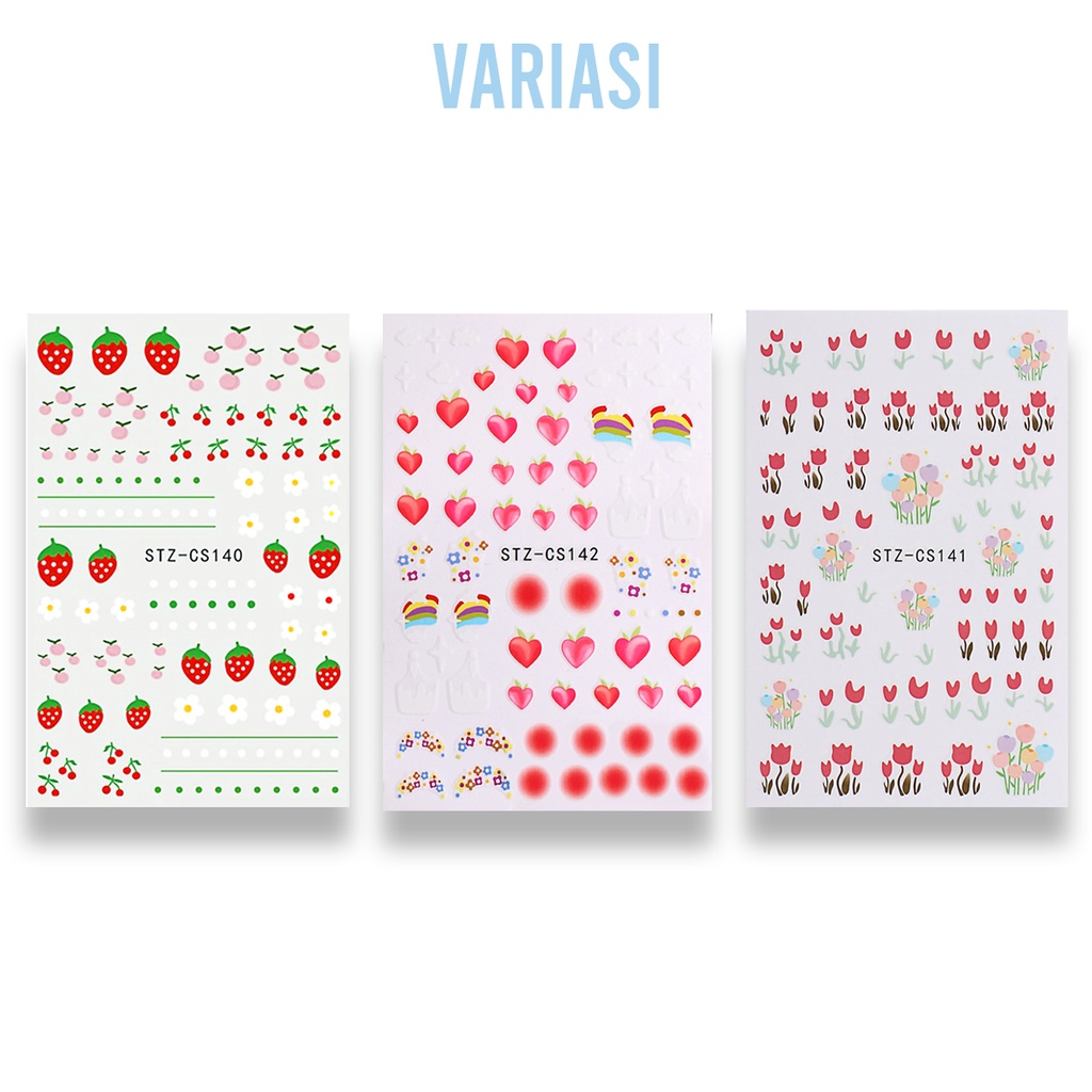 Pretty Stiker Nail Art 3D Desain Peach Pink/Bunga/Buahan Untuk Aksesoris Manicure/Nail Decoration Cute