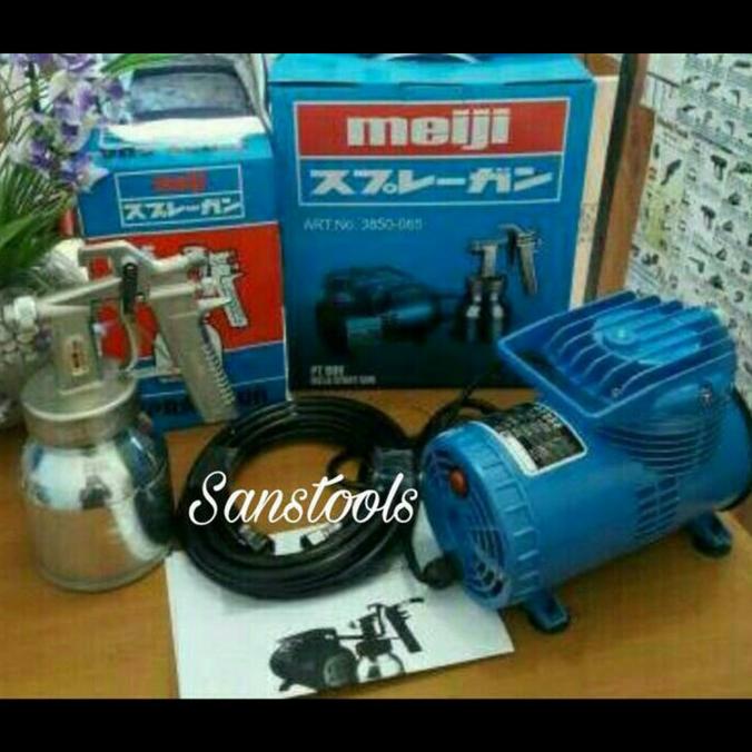 Mini Compressor Meiji Set Pt888 + Spray Gun Cat Spraygun Portable