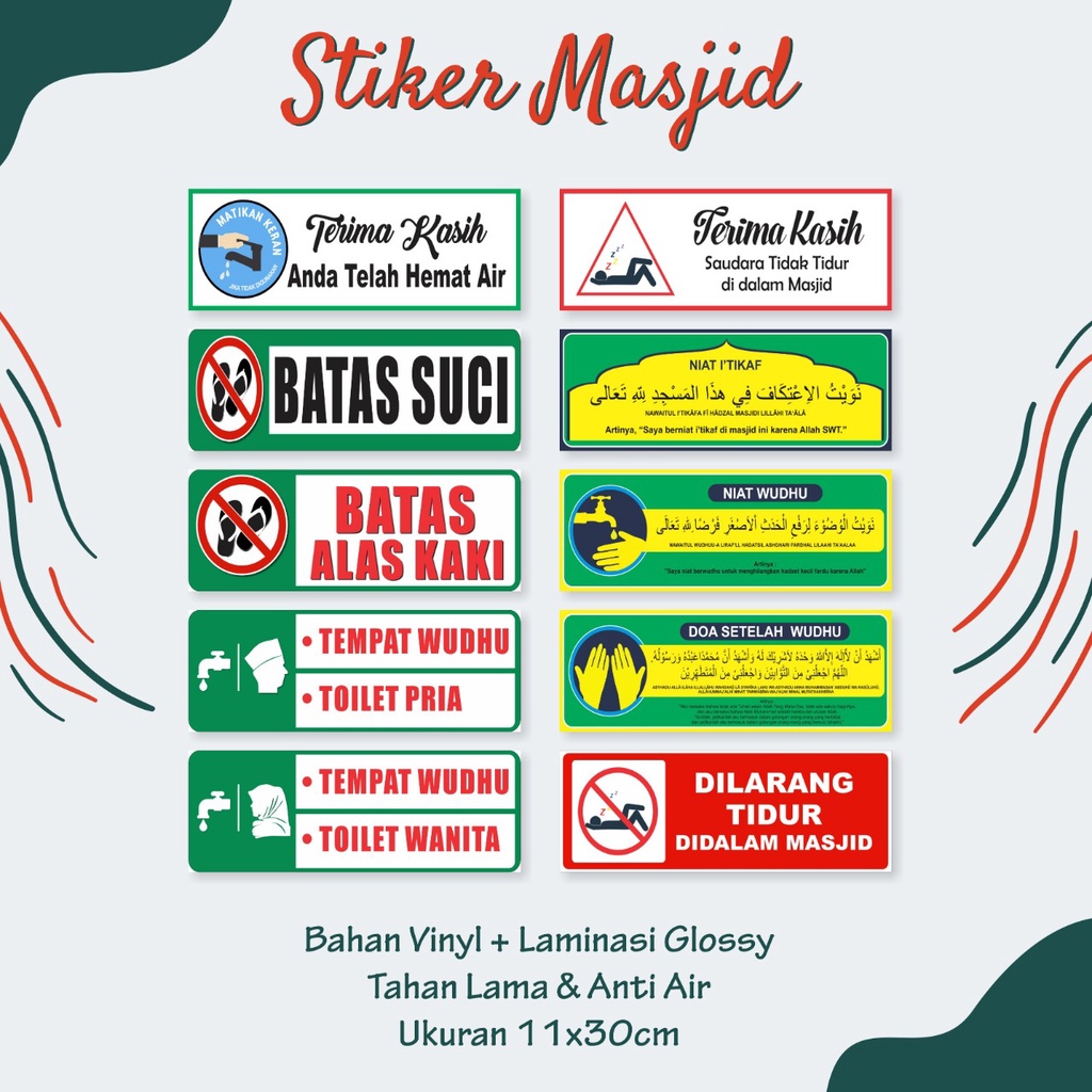 

STIKER TANDA PERINGATAN DI MASJID / STIKER MASJID / STIKER SHOLAT + Laminasi ( Minimal 4 Pcs ) - Ypshoper