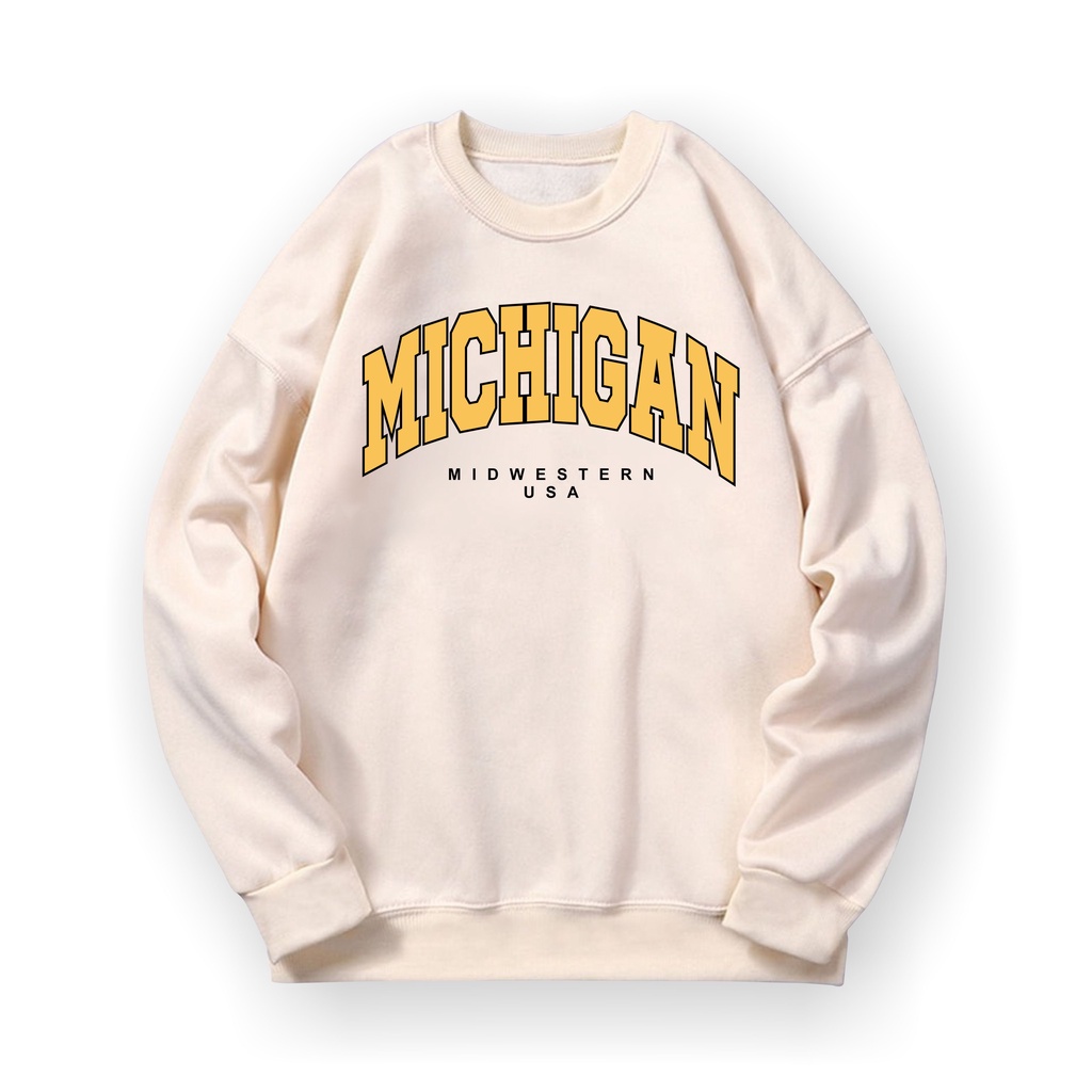 MICHIGAN USA Sweater Crewneck Print DTF II MICHIGAN USA Sweatshirt Basic II Sz M - XL Anak &amp; Dewasa ( Pria &amp; Wanita )
