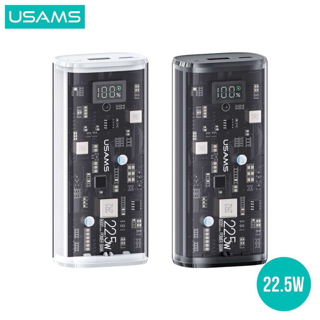 USAMS BJ Series Powerbank Fast Charging Transparent Dual Port 9000mAh