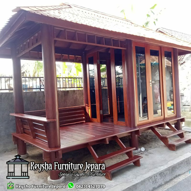 Gazebo Custom Kaca | Jual Gasebo Kayu Kelapa