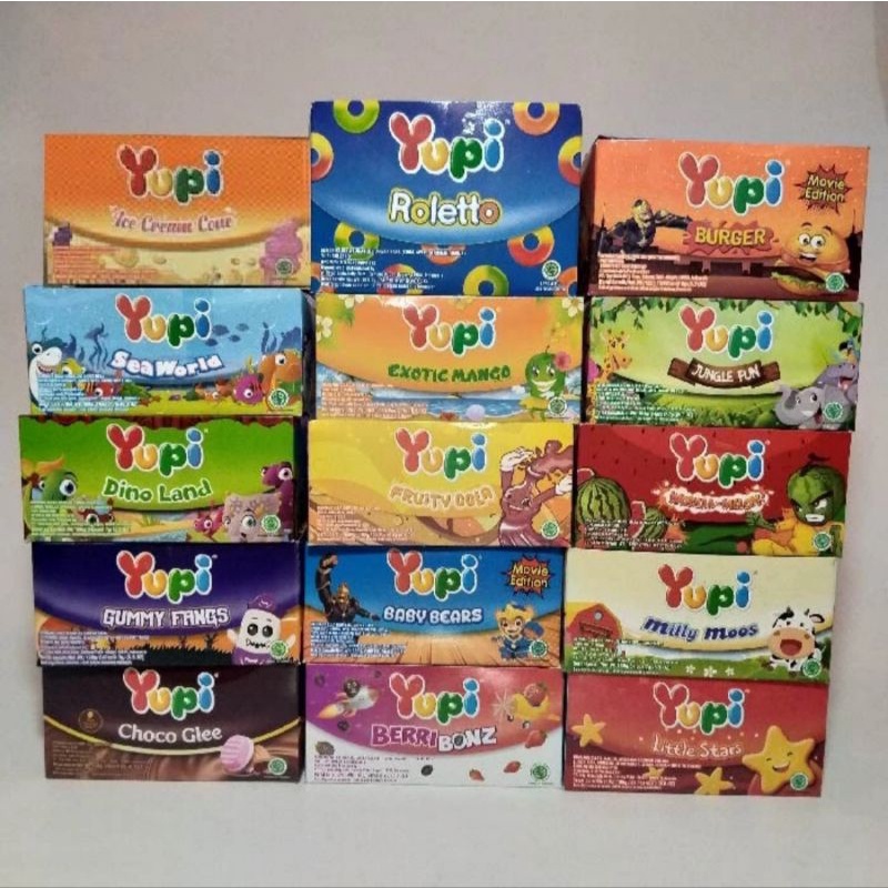 

Yupi Permen Jelly Box All Varian/Yupi Bolicious (Isi 24pcs)/Yupi Burger Box (Isi 12pcs)