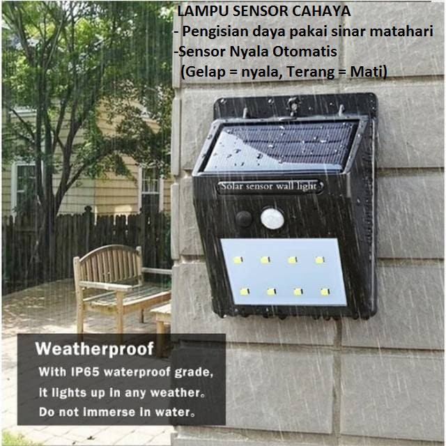 Lampu LED Taman Tembok Solar Tembok Tenaga Matahari Sensor Cahaya Otomatis