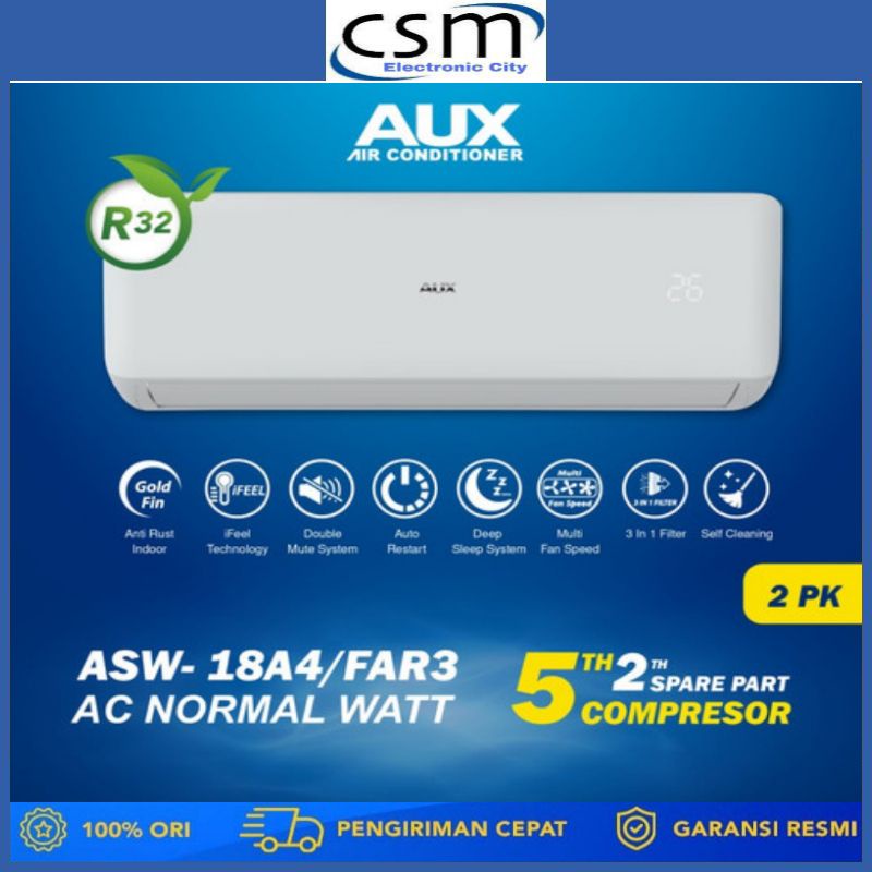 AC AUX ASW-18FAR3 2 PK R32 AC SPLIT [INDOOR+OUTDOOR UNIT ONLY] GARANSI RESMI
