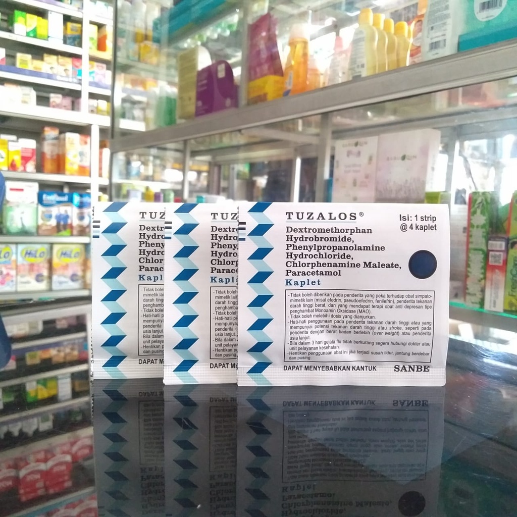 TUZALOS 1 STRIP @ 4 kaplet obat demam batuk pilek