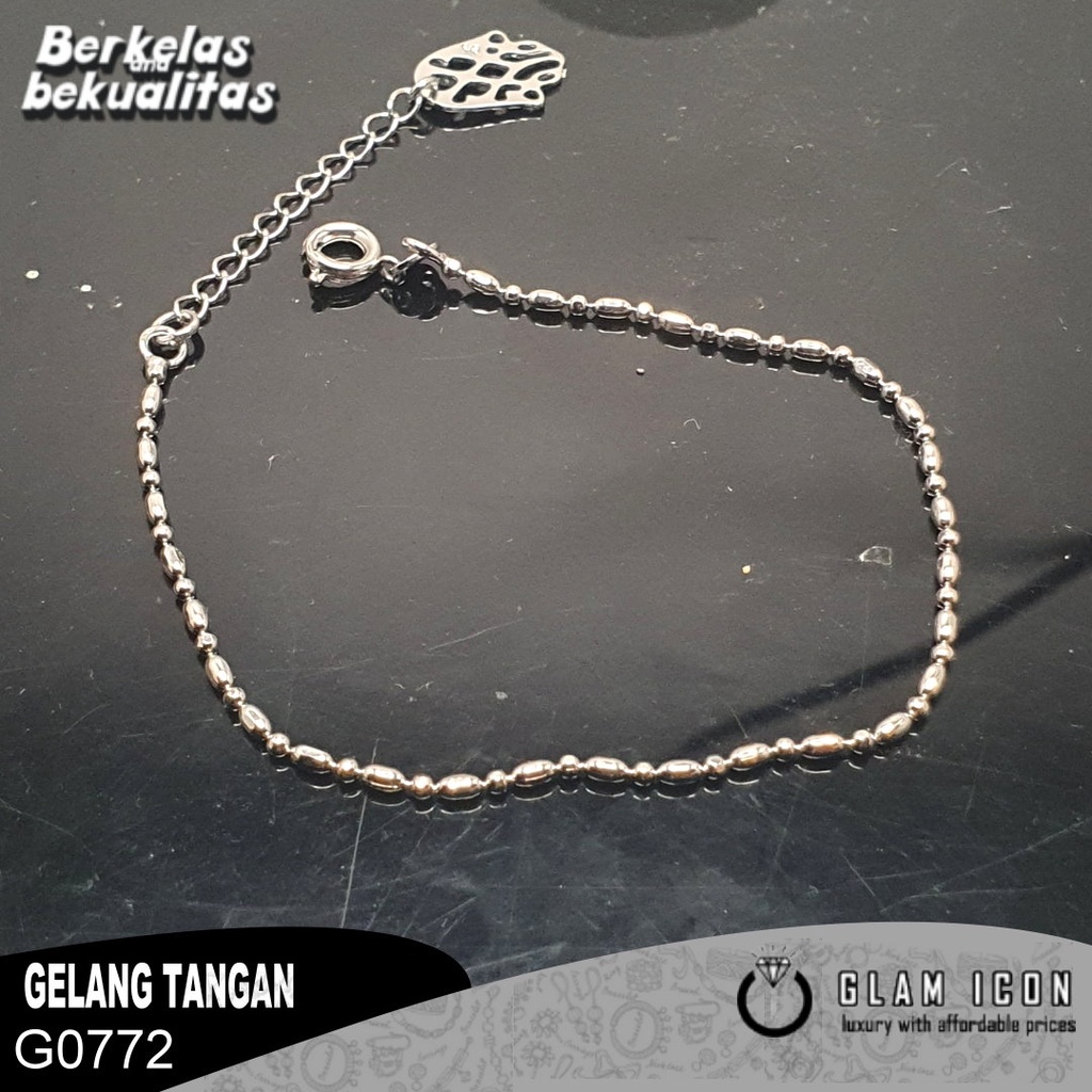 Gelang Rantai Tangan Padi kecil badul Ukir telapak G0772 GRS