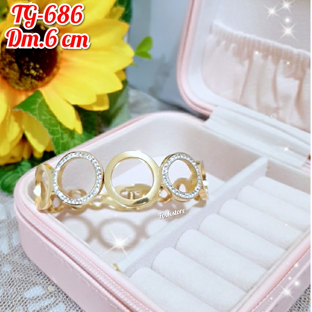 GELANG BANGLE TITANIUM MOTIF ANTI KARAT/COD