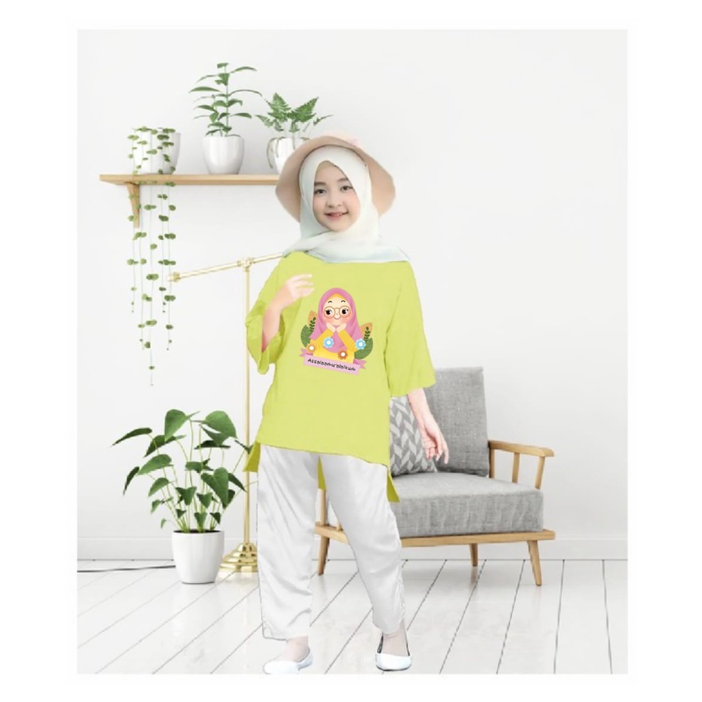 Hzl_outfit Tunik Assalaamu Alaikum Anak Perempuan (COD)