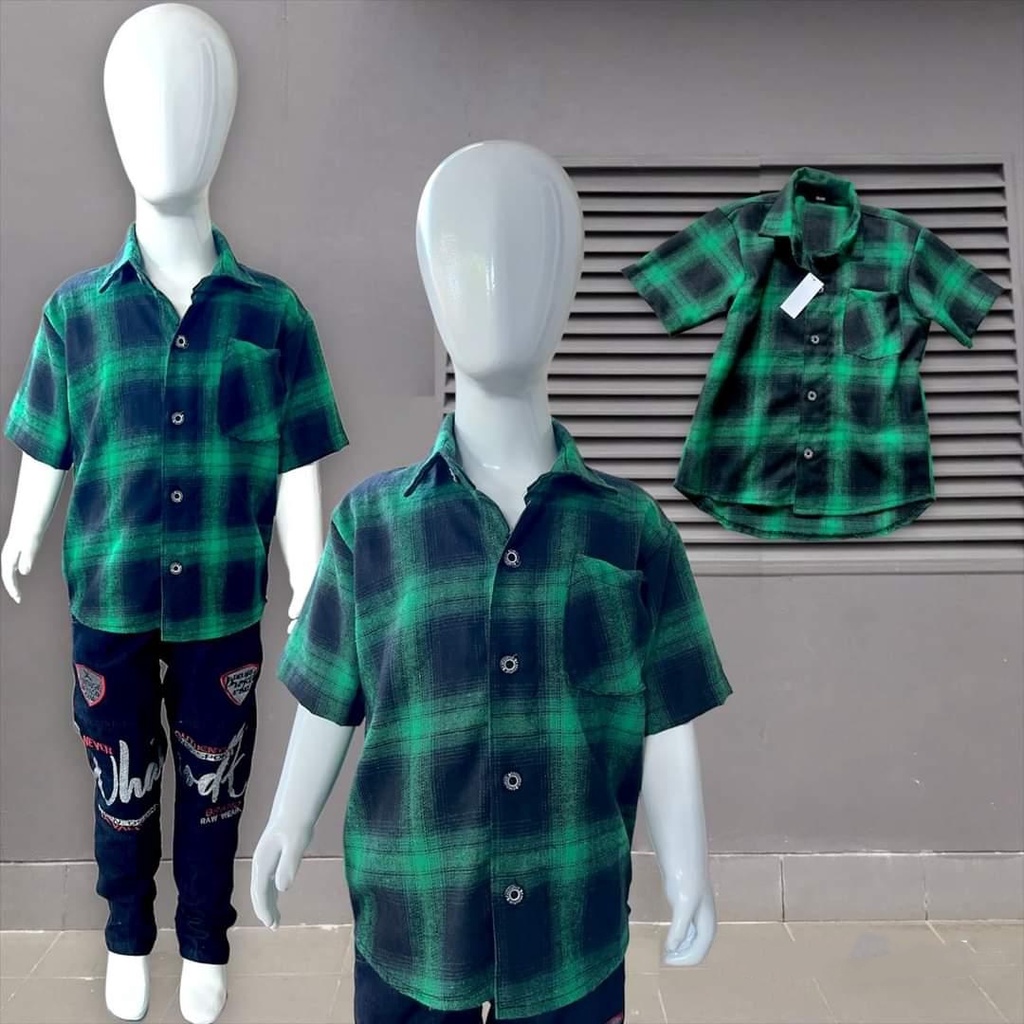 Setelan Kemeja flanel anak laki-laki usia 1 sampai 12 tahun//kemeja flanel//kemeja kotak-kotak//setelan baju laki-laki