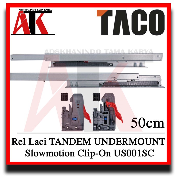 Pengaman Rel Laci Tandem Undermount Taco Us001Sc 50Cm