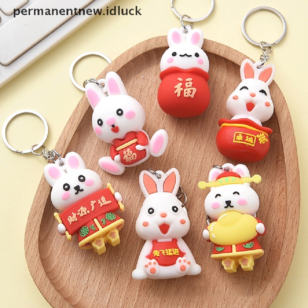 [luckypermanentnew] 2023tahun Baru Kelinci Gantungan Kunci Kartun Fortune Rabbit KeyChain Mobil Gantungan Kunci Cincin Mahasiswa Pasangan Tas Liontin [ID]