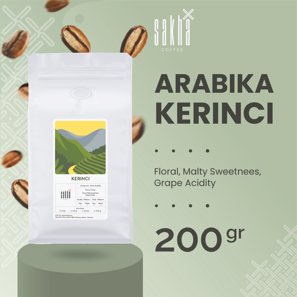 Biji Kopi Bubuk Arabika Kerinci Jambi Sumatra Arabica Coffee Beans Single Origin Grade 1 Coffe Roast Bean Espresso Dan Manual Brew Roaster 200 Gram Sakha Roastery