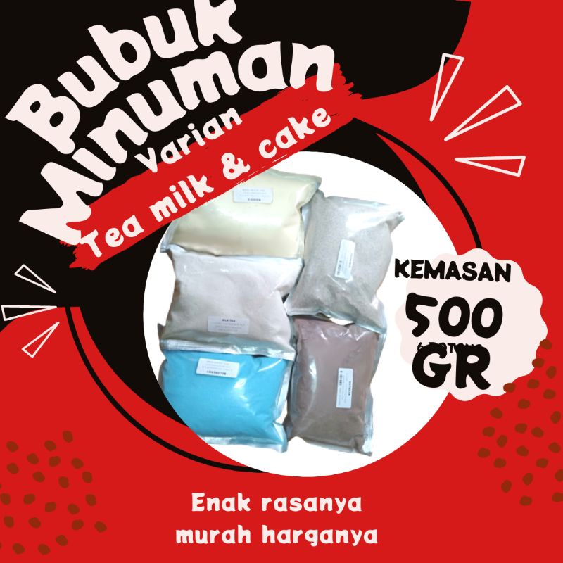 

Bubuk Minuman Bobba Kekinian Aneka Varian Rasa Tea Milk dan cake Kemasan 500 gram